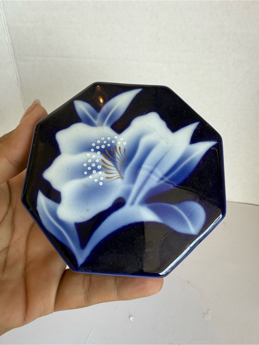 Possible Fred Robert’s Vintage Japanese dish cobalt blue with accents